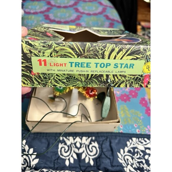 Vtg New Old Stock YULE GLO 11 Light Tree Top Star Perfect Condition Extra Bulb - Picture 7 of 13